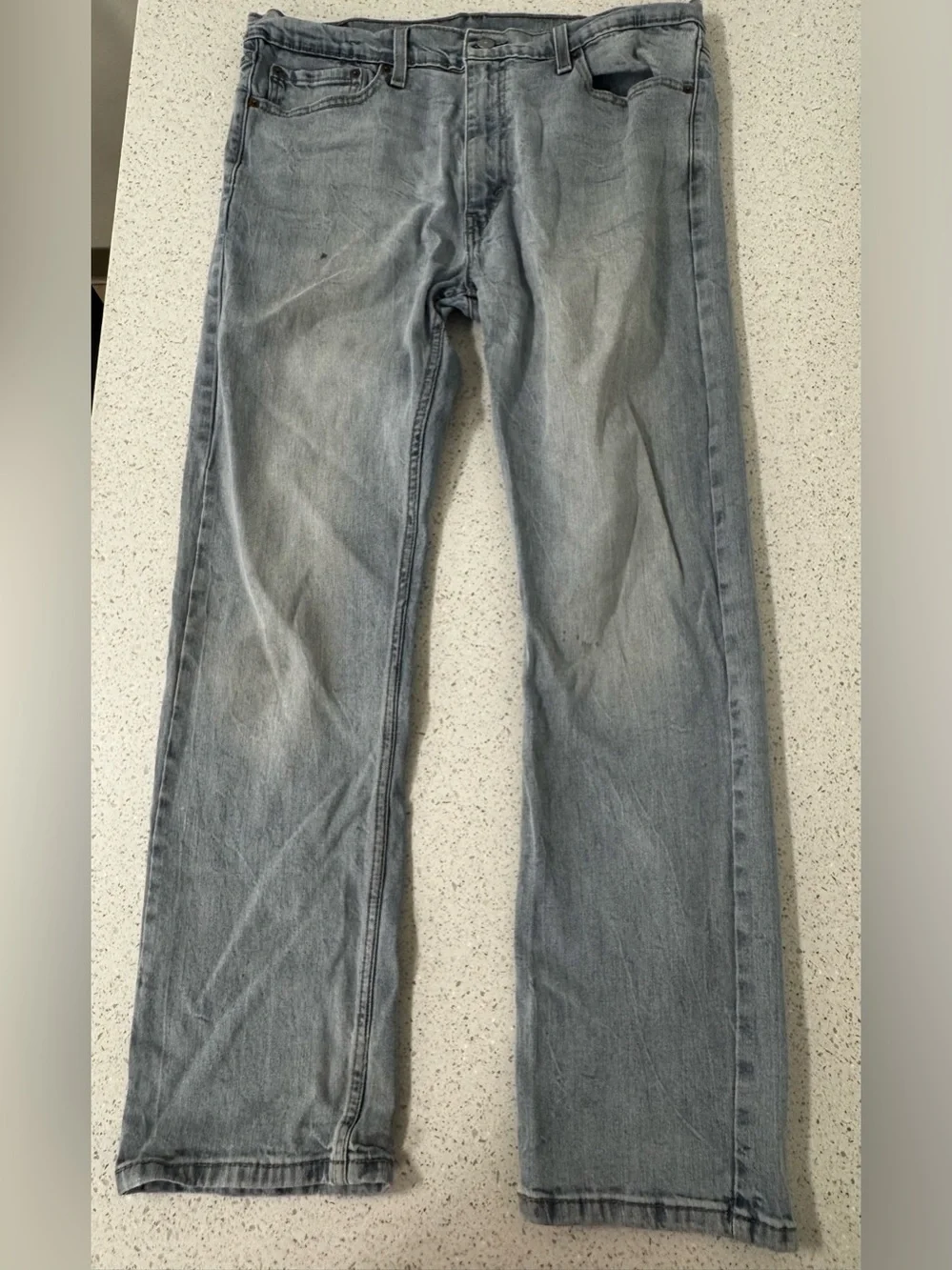 Levis 513 Men's Jeans 36x30 Blue Denim Light Wash Slim Straight Pockets Fade